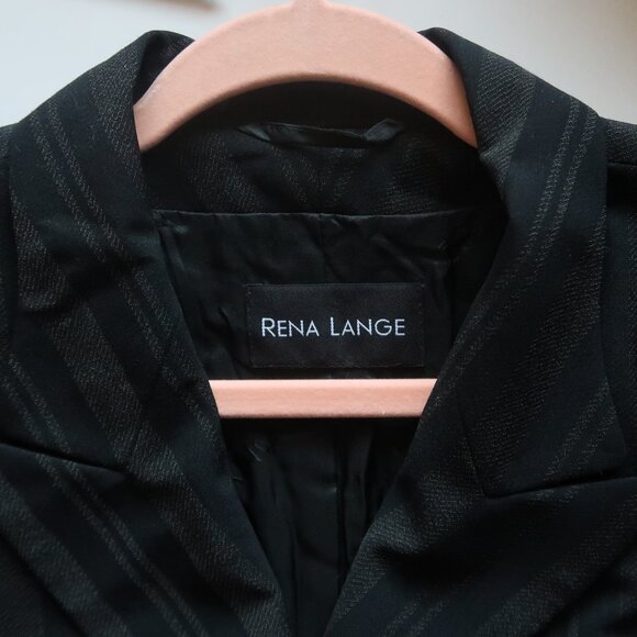 Rena Lange Black Virgin Wool Pinstripe Tailored Blazer Jacket Size 42 EU 10 US - Picture 4 of 8